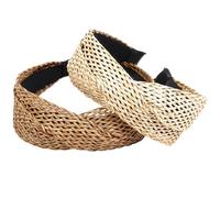 Bandons de paille pour femmes 2pcs Coffee & Beige large bandeaux larges Boho Boho Bandbands Easy Matching Bandand pour usure quotidienne, photographie, plage, voyage, bandeau bria pour femmes
