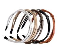 Bandons fins pour femmes 5 pcs mignons bandeaux nés noués boucles à cheveux élastiques non glissantes 5 couleurs Élégantes bandes de tête en cuir pour accessoires de cheveux pour femmes, bandeau minc