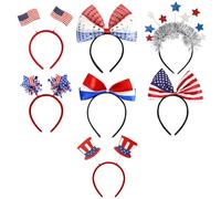 Bandons patriotiques, bandeau du 4 juillet | Photo Booth Props Bandbands Party Accessoires Favors - Ensemble de 7 cerceaux de cheveux pour le défilé Memorial Independence Day Veterans Veterans -