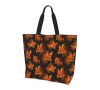 Bandouliere Cabas Imprimé Cool Fox Fire Femme Sac A Main Portable Tote Bag Grande Sacs Fourre-Tout Pour Affaires Travail École