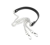 Bandoulière de Rechange réglable de 60 à 160 cm - Cuir Noir avec chaînes en métal doré, argenté, Noir Canon et Bronze,Argent,140