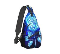 bandoulière pour homme et femme Sac fourre-tout décontracté de voyage à bandoulière de voyage polyvalent antivol, Burning Blue Rose Art Sac à bandoulière respirant