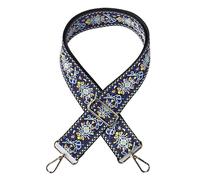 Bandouliere pour Sac 1 Sangle de Sac à Main réglable de 5 cm de Large, bandoulière de Rechange en Jacquard Floral(Blue)