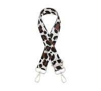 Bandoulière réglable pour sacs - Motif léopard coloré - Sangle de sac de 3,8 cm de large - Longueur réglable de 75 à 130 cm - Boucle argentée - 1 pièce marron blanc