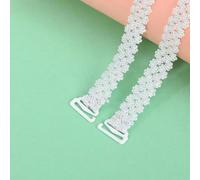 Bandoulière transparente avec perles Style coréen maille fleur perle soutien-gorge sangle sous-vêtements antidérapants bretelles élastiques soutien-gorge accessoire-2-taille unique