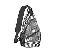 Bandoulière Ultra Léger Bandoulière Poitrine Sac à Dos Anti Vol Sac Polyvalent pour Randonnée Cyclisme Marche Chien Vélo Voyage, Gris Abstrait Style Optique Illusions Visuelles Art Géomé