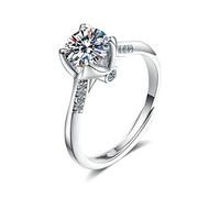 Bands de mariage de l'éternité en argent sterling pour les femmes, anneau fiançailles femmes avec du rond Classic Moisanite/Cubic Zirconia
