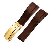 Bands de montres en silicone en caoutchouc à extrémité plate 21 mm 21 mm pour toute marque de marque de boucle pliante en acier inoxydable STRAP SPORTS (COULEUR: Ferme d'or de 10 mm, taille: 21