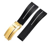 Bands de montres en silicone en caoutchouc à extrémité plate 21 mm 21 mm pour toute marque de marque de boucle pliante en acier inoxydable STRAP SPORTS (COULEUR: Ferme d'or de 10 mm, taille: 21