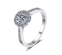 Banemi Bague Amitié Femme, Argent Les Bagues de Fiançailles pour Femme Argent 925 avec 4mm Rond Oxyde de Zirconium Taille 50
