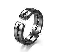 Banemi Bague Charmed, Bijoux Homme Bague Mariage Acier Inoxydable Lame de Rasoir Cadeaux pour Homme Personnalisé Taille 61.5