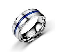 Banemi Bague de Mariage Homme Acier Inoxydable Acier Inoxydable Anneaux Bleu Argent Argent Entre Bleu Taille de Bague 56.5