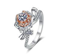 Banemi Bague Fiançailles Argent, Bague Femme Large Bague à 4 Griffes avec Zircon Cubique de 5mm Argent 925 Taille 46.5