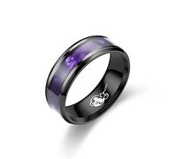 Banemi Bague Fiançailles Couple Acier Inoxydable Bague Amour Noir Violet Flocons de Coquillage Taille de Bague 61.5