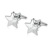 Banemi Bouton Manchette Homme Mariage, Boutons de Manchette Rock Acier Inoxydable Double Cinq Étoiles Un Cadeau de la Femme à Son Mari 1.8X1.8cm