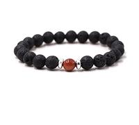Banemi Lava Bead Bracelet Men, Bracelet Manchette Homme Noir Bracelet Unisexe en Perles de Pierre de Lave de 8 mm Cadeau Anniversaire Homme 19cmx8mm,Unisexe