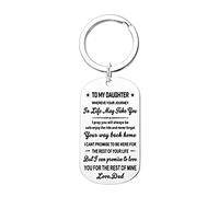 Banemi Porte Cle Coeur Porte Clefs One Piece Plaque d'Identification «À Ma Fille. Papa d'amour» Cadeau Ado Fille