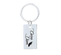 Banemi Porte Clefs Plate Porte-Clé Femme Plaque d'Identification Gravure «Carpe Diem» Plume Cadeau Papa