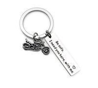 Banemi Porte Clés Plate Porte Cle One Piece «Soyez Prudent, J'Ai Besoin De Vous Ici avec Moi» avec Pendentif Moto Cadeau Enfant