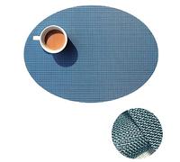 Banemi Set de Table Bleu 4 pièces Table Deco Vinyle Polyester Tissage Ovale 45x30cm (Bleu)