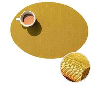 Banemi Set de Table Enfant 4 pièces Deco Table Jardin Vinyle Polyester Tissage Ovale 45x30cm (Or)