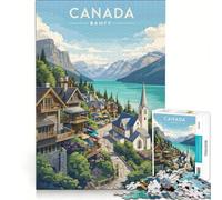 Banff Canada Travel Puzzle 1000 pièces | 38x52cm Activités familiales éducatives avec affiche et fiche de questions-réponses