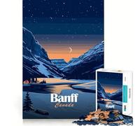 Banff - Puzzle de 1000 pièces - Paysage d'hiver - Illustration canada avec bords propres - Jouet d'adresse créatif, passe-temps facile, superbe (50 x 75 cm)