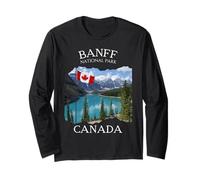 Banff Souvenir Hommes Drapeau Canadien Touristes Lacs Femmes Randonneurs Manche Longue
