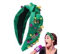 Bang lié mardi gras, bande de bijoux | Accessoire pour cheveux grands pour femmes - Bandeau nacré avec strass colorés, parfait pour les costumes, les fêtes, les défilés ou les looks festifs