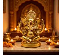 BangBangDa Idole du dieu hindou Ganesha - Statue indienne de Ganesh Sculpture Inde Murti Pooja Article Maison Bureau Temple Mandir Puja Décor Yoga Zen Méditation Autel Sanctuaire Kit Cadeaux religieux