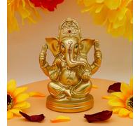 BangBangDa Idole du dieu hindou Ganesha - Statue indienne de Ganesh Sculpture Inde Murti Pooja Article Maison Bureau Temple Mandir Puja Décor Yoga Zen Méditation Autel Sanctuaire Kit Cadeaux religieux