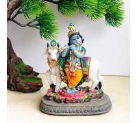 BangBangDa Statue de l'Idole du Seigneur Indien Krishna - 14,5 cm H Dieu Hindou Krishna Murit pour la Maison Temple Puja Diwali Cadeau pour Homme Indien Femme Ami Mandir Autel Pooja Article de