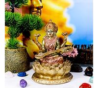 BangBangDa Statue du Seigneur Saraswati de la déesse hindoue - Idole Indienne de la Musique Assise sur Une Sculpture de Lotus - Figurine de Dieu Indien pour Maison, Temple Mandir, autel, sanctuaire,
