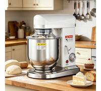 BANGBANGJI Batteur Mélangeur Alimentaire Commercial Électrique, Mélangeur Multifonction pour Pizzeria Boulangerie, 3 Vitesses Réglables, avec Bol INOX, Crochet Pétrin, Fouet & Batteur 7L