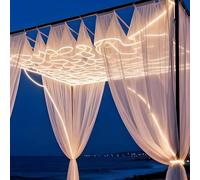 BANGBANGJI Voile de Plafond Lumineux, Bande Lumineuse créative, Facile à Installer, Universelle pour Toutes Les Saisons, pour décoration de scène et de cérémonie 100mx0.5m-ChampagneVeil+WhiteLight