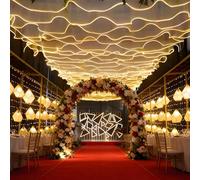 BANGBANGJI Voile de Plafond Lumineux, Bande Lumineuse créative, Facile à Installer, Universelle pour Toutes Les Saisons, pour décoration de scène et de cérémonie 100mx0.6m-WhiteVeil+WarmLight