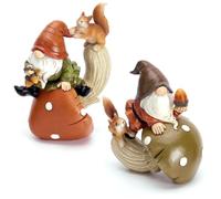Bangbobi 2pcs Autumn Decoration Figures, Resin Gnomes for Autumn Decoration Indoor and Outdoor, Mushroom Decoration, Autumn GNOME Garden Figures, Gift Thanksgiving Thanksgiving