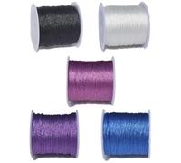 Bangbobi 5 Rouleaux de Fil pailleté, 250 m de Fil doré pour Le Bricolage, 0,4 mm x 50 m/Rouleau, Cordon pour la Fabrication de Bijoux, Colliers et Bracelets