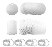 Bangbobi Lot de 20 pendentifs Vierges en Acier Inoxydable - Plaque d'identité et Porte-clés Vierges, kit de Fabrication de Bricolage, plaques d'identité Rondes et carrées