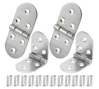 Bangbobi set de 4 charnières pliantes en acier inoxydable pour meubles - ouverture à 180°, design rond, charnière à visser pour tables pliantes, armoires et autres.