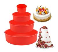 Bangbobi silicone baking mould set round non-stick cake moulds silicone for cheesecake, rainbow & chiffon cake, 4-piece, temperature resistant