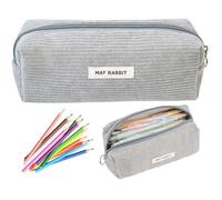 Bangbobi Trousse à Crayons en Velours côtelé Gris, Grande capacité de Rangement pour Les stylos et Le Maquillage, Rangement sécurisé grâce à des Fermetures à glissière durables