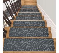 BangDon Lot de 7 tapis d'escalier antidérapants et antidérapants pour décoration d'intérieur - Marche en bois - Facile à nettoyer - Gris 2 pièces