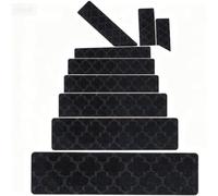 BangDon Tapis d'escalier simple épais - 76 x 20 cm - Antidérapant - Protection d'escalier d'intérieur - Réduction du bruit - Pour la maison, le bureau et le public (noir, 7 pièces)