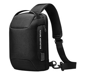 BANGE Sac à bandoulière antivol étanche pour homme avec port de charge USB