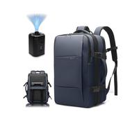 BANGE Sac à dos Airback avec compression sous vide antivol - Sac à dos de voyage extensible avec pompe pour avions, bleu, With Air Pump, Airback
