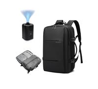 BANGE Sac à dos avec compression sous vide antivol - Sac de voyage extensible avec pompe pour avions, noir, With Air Pump
