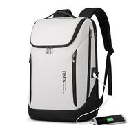 BANGE Sac à dos professionnel intelligent étanche pour ordinateur portable de 15,6 pouces avec port de charge USB, sac à dos de voyage durable, blanc, Medium, Tendance