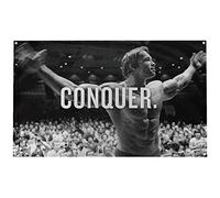 Banger Flags Banger - Décoration murale originale Arnold Schwarzenegger Conquer pour bureau, salle de sport, dortoir, 9,5 x 1,5 m avec 4 œillets pour une suspension facile. Authentique