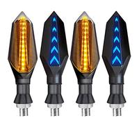 BANGHA Clignotant Moto Led,Clignotant Turn Signals Indicateur Clignoteur Construit Relais Arrow Cadre Lumière(Black Blue,4pcs)